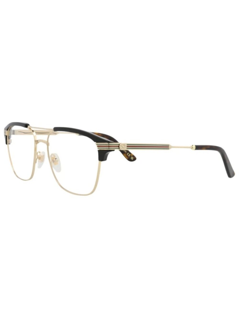 New Gucci Women's Eyeglasses Square Rectangle Metal Frame Mens Gold Gold